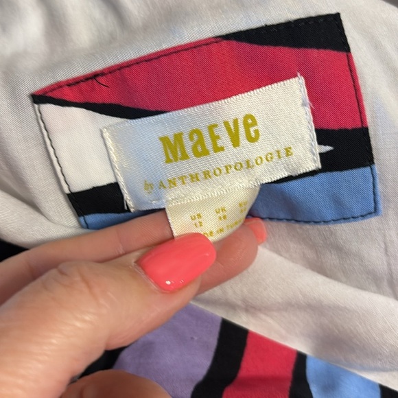 NWT Anthropologie Maeve One Shoulder Multicolor midi ruffled Dress cotton 12 - Picture 7 of 15